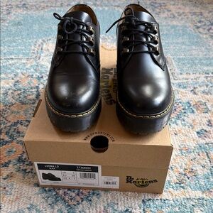Dr. Martens  Leona Black Leather Platform Derbys